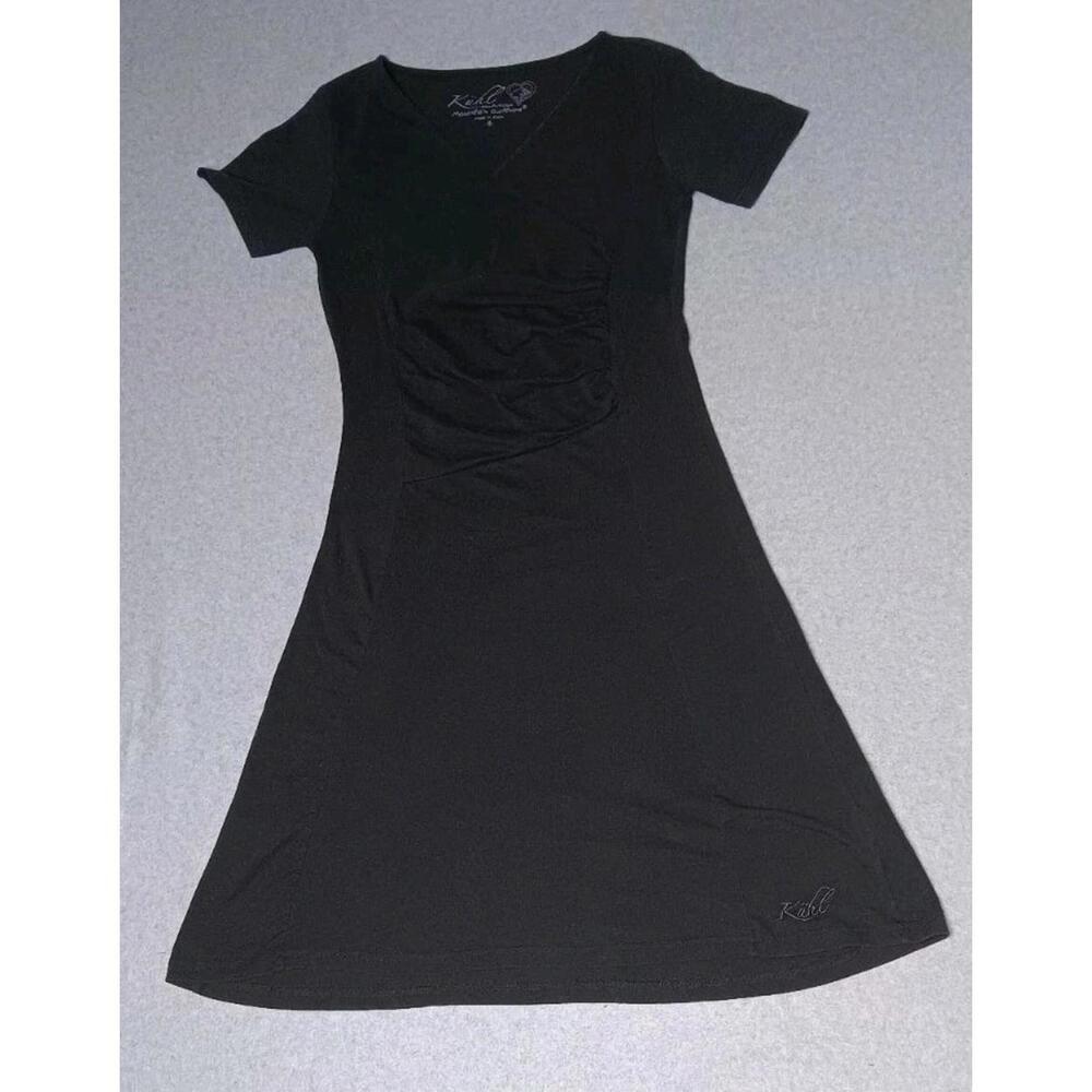 Kuhl Mountain Culture Dress Womens Size Small Black Short Sleeve Ruffled Middle - Picture 1 of 13